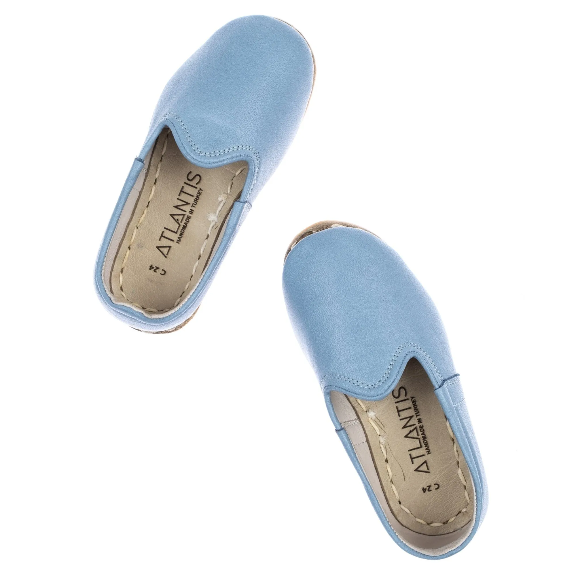 Kids Sky Blue Leather Shoes