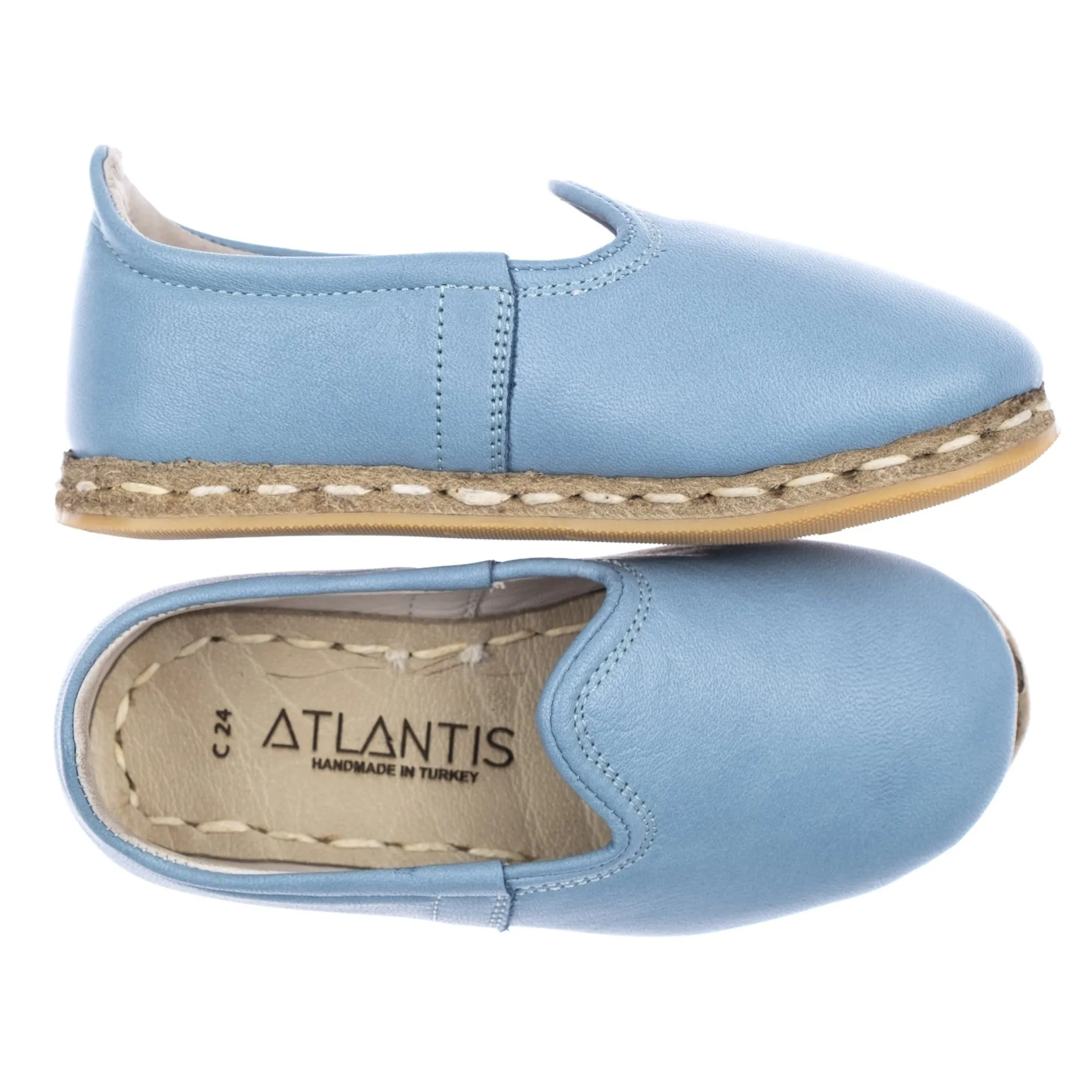 Kids Sky Blue Leather Shoes