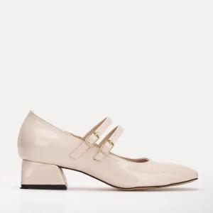 Lizbeth - Beige Mary Jane Shoes