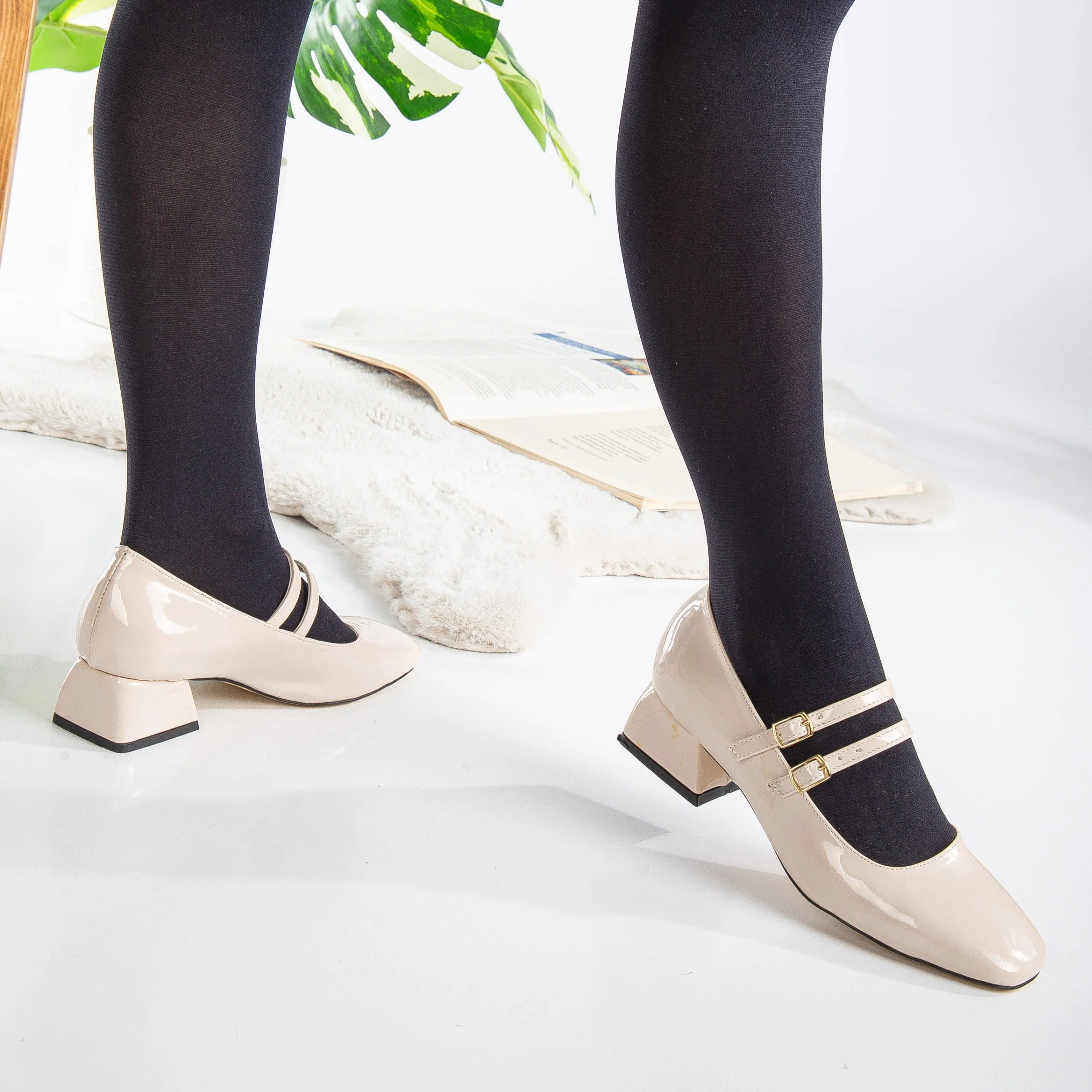 Lizbeth - Beige Mary Jane Shoes