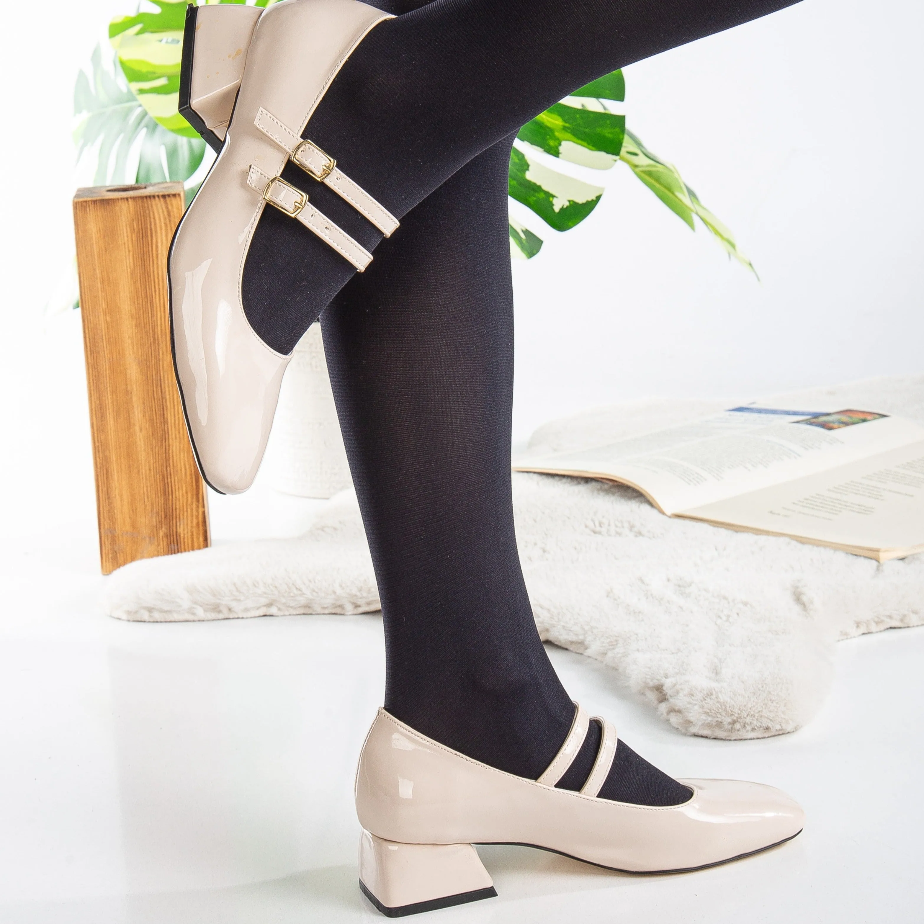 Lizbeth - Beige Mary Jane Shoes