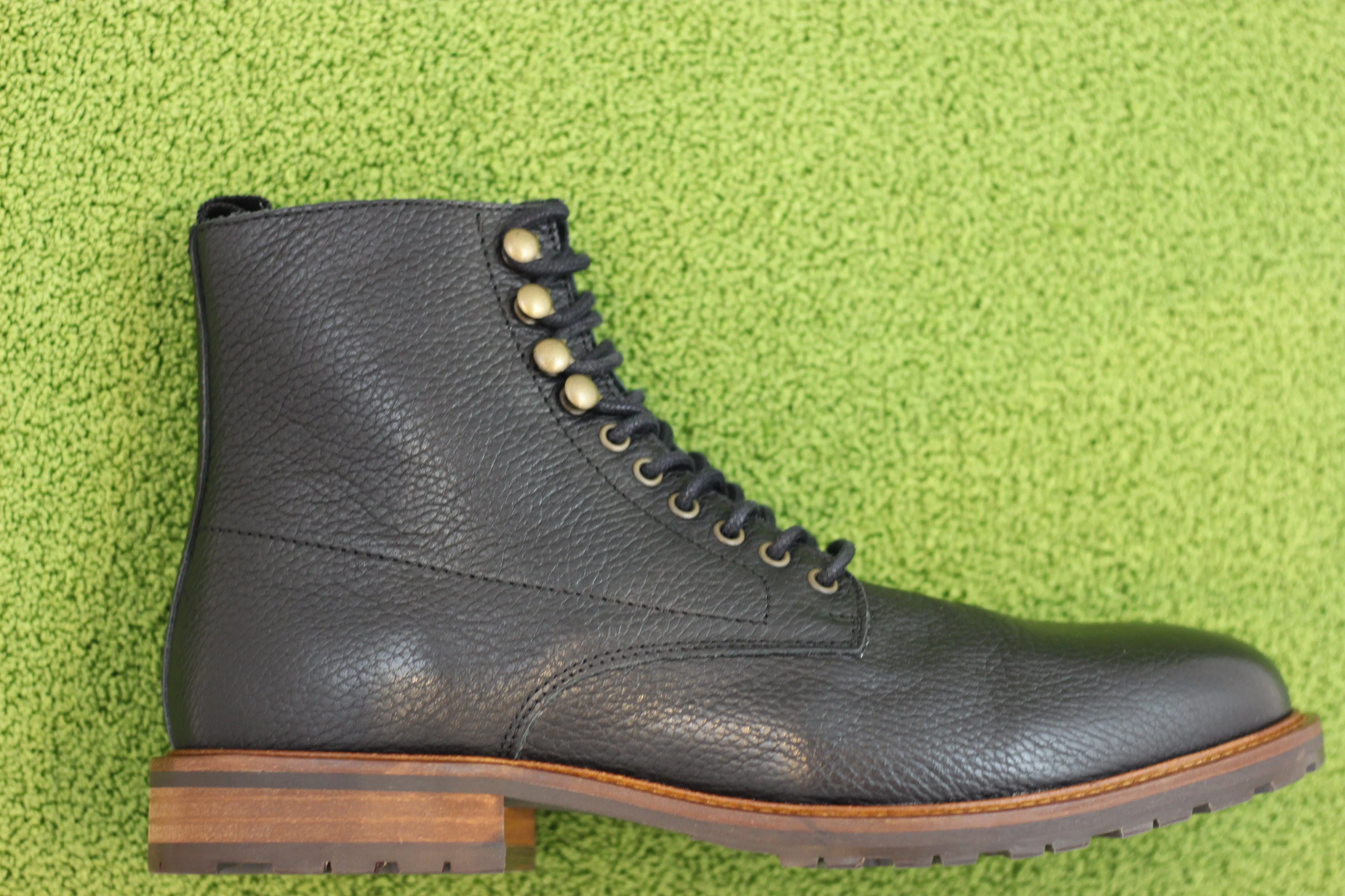 Mens York Lace Boot - Black Leather