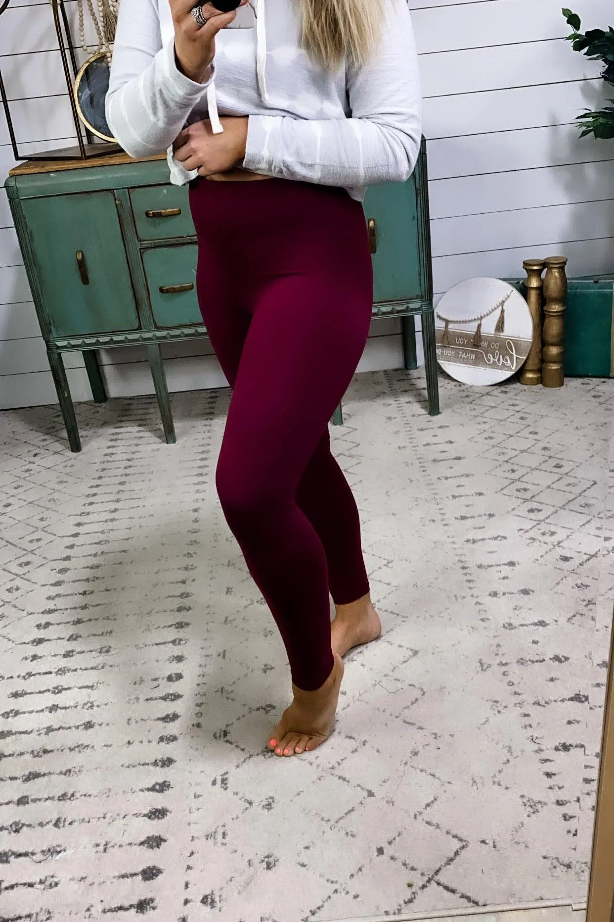 On The Rise- {Burgundy} NO POCKETS Butter Soft Leggings