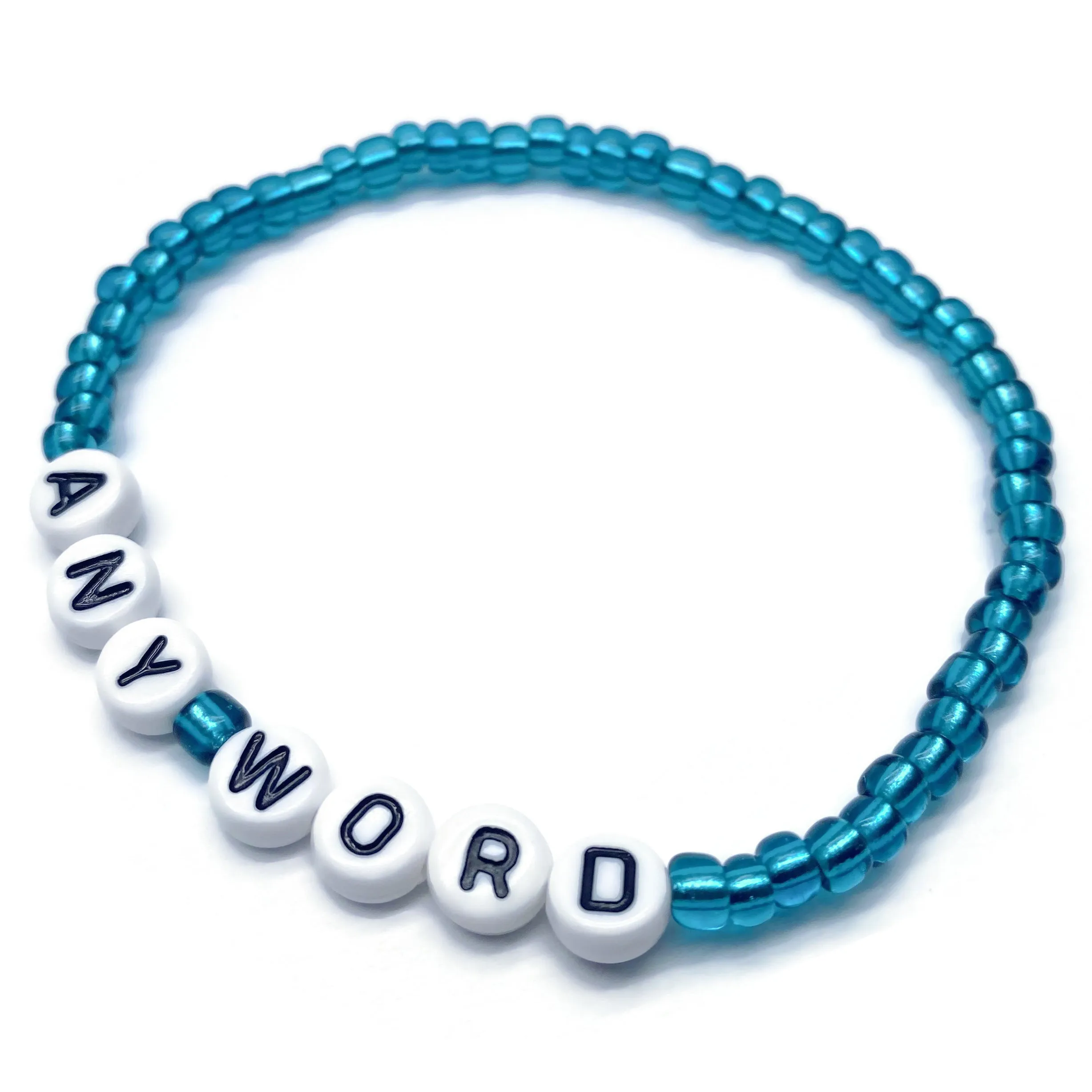 PERSONALISED Bead Bracelet - Teal Green Seed Beads