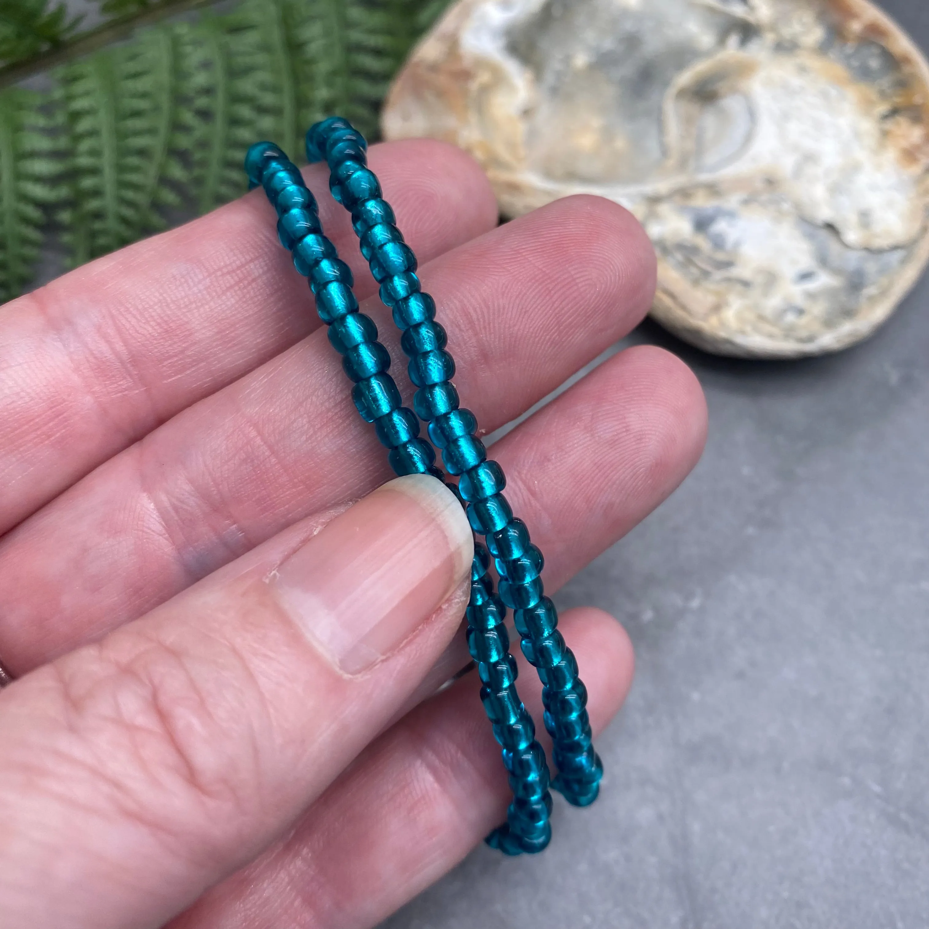 PERSONALISED Bead Bracelet - Teal Green Seed Beads