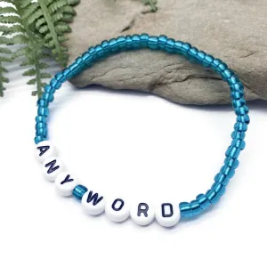 PERSONALISED Bead Bracelet - Teal Green Seed Beads