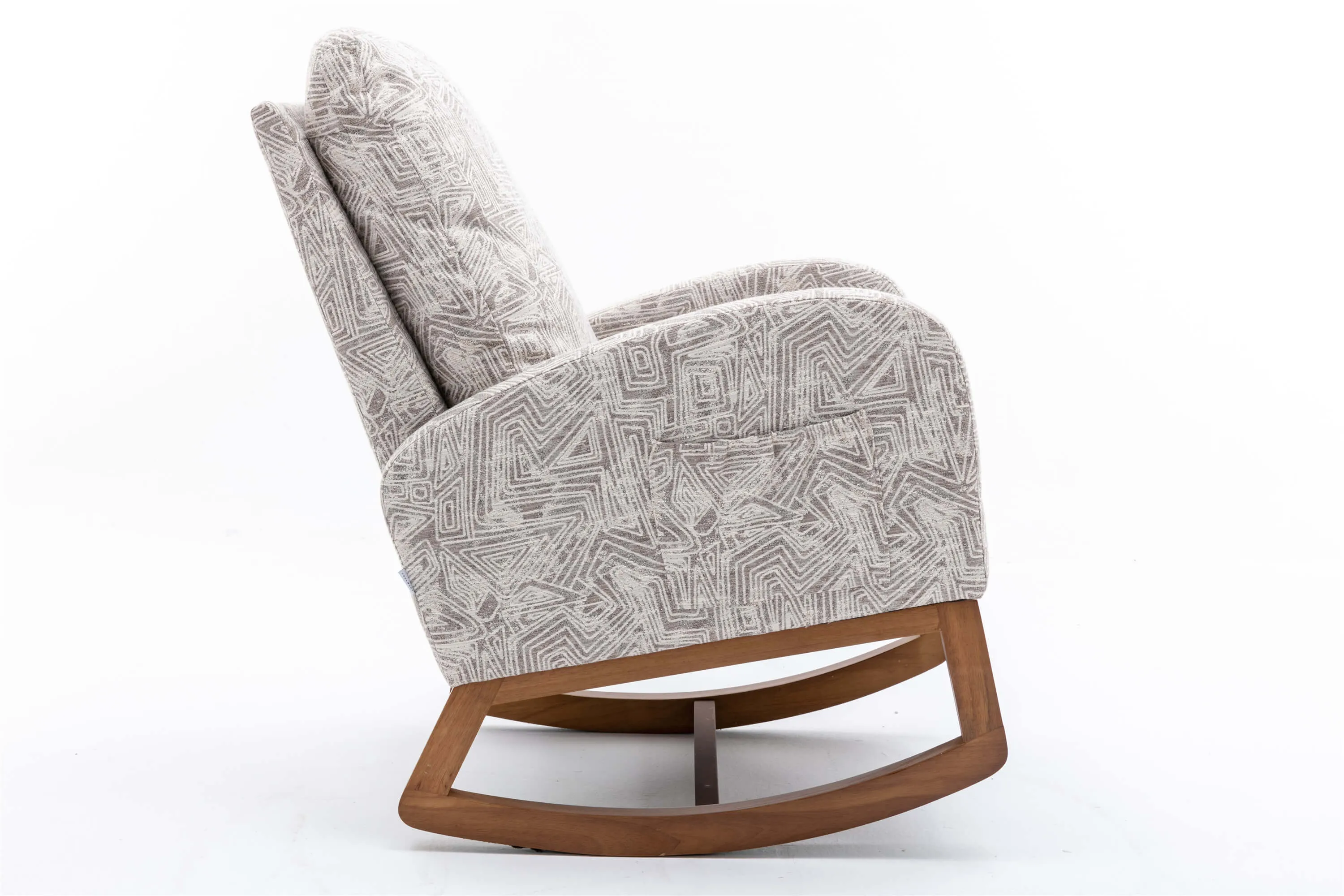 Rocking Chair Mid-Century Modern Nursery Accent Glider Rocker for Living Room Geometry Gray