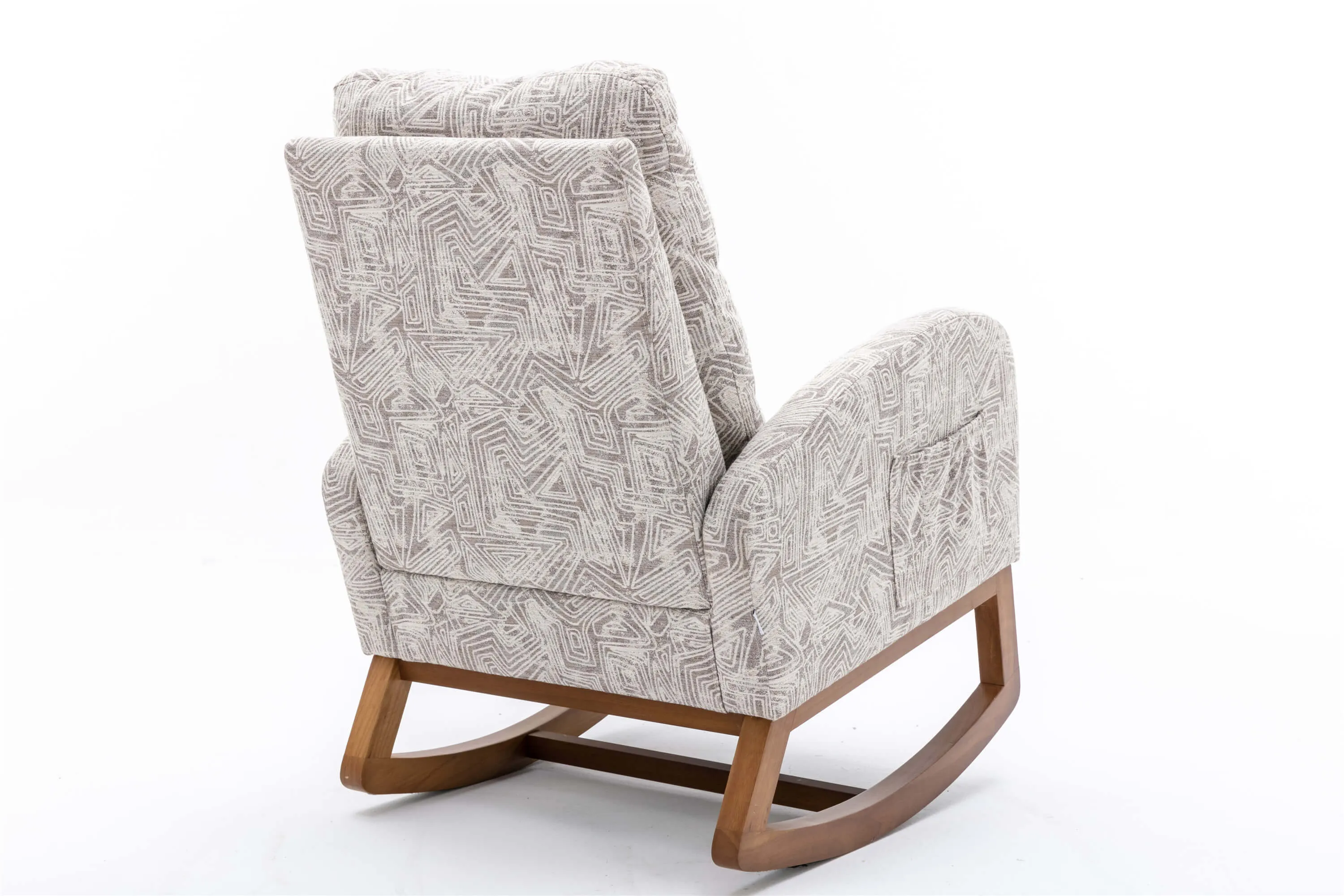 Rocking Chair Mid-Century Modern Nursery Accent Glider Rocker for Living Room Geometry Gray