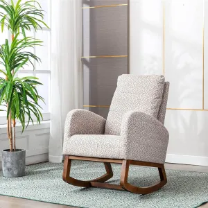 Rocking Chair Mid-Century Modern Nursery Accent Glider Rocker for Living Room Leopard Gray