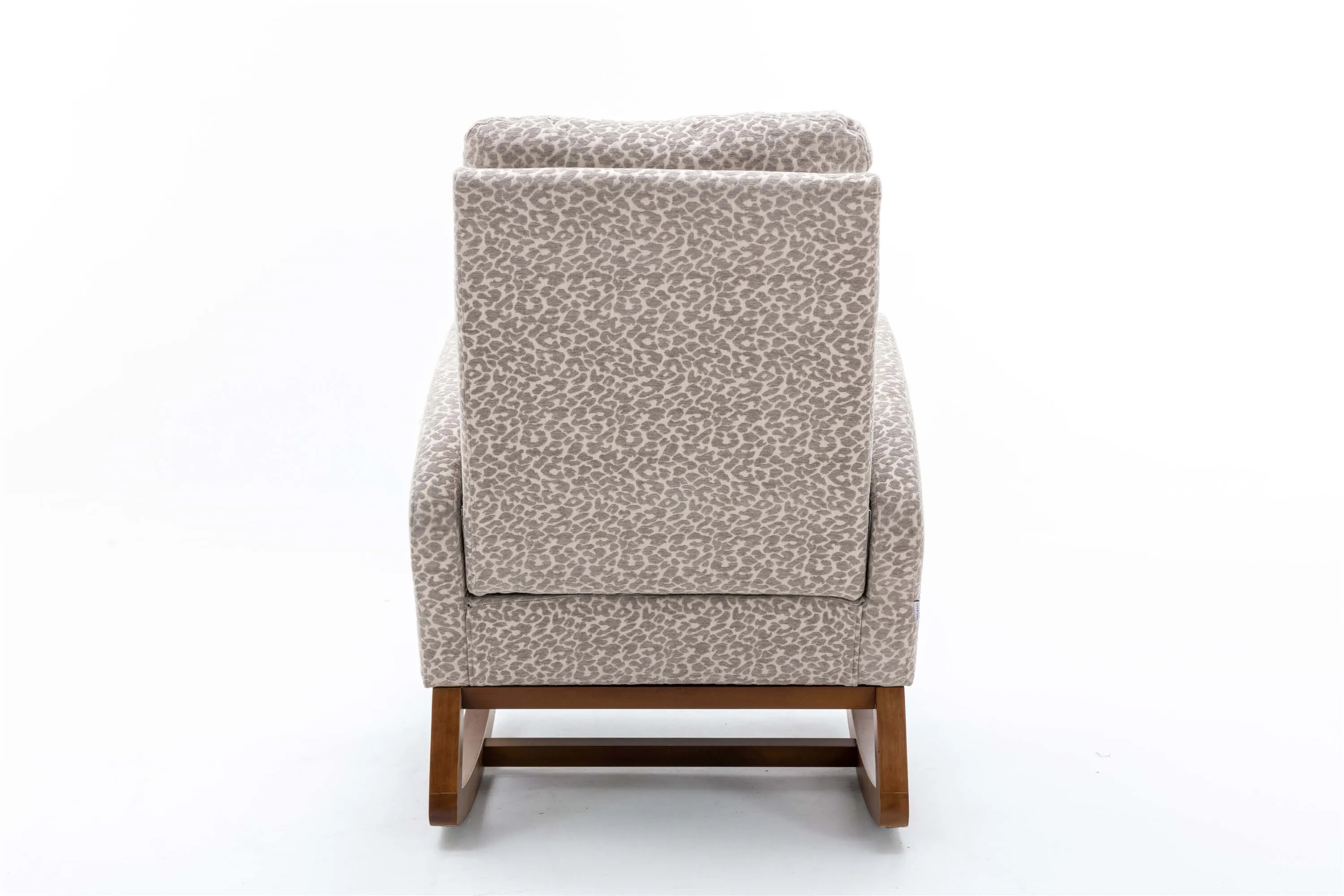 Rocking Chair Mid-Century Modern Nursery Accent Glider Rocker for Living Room Leopard Gray