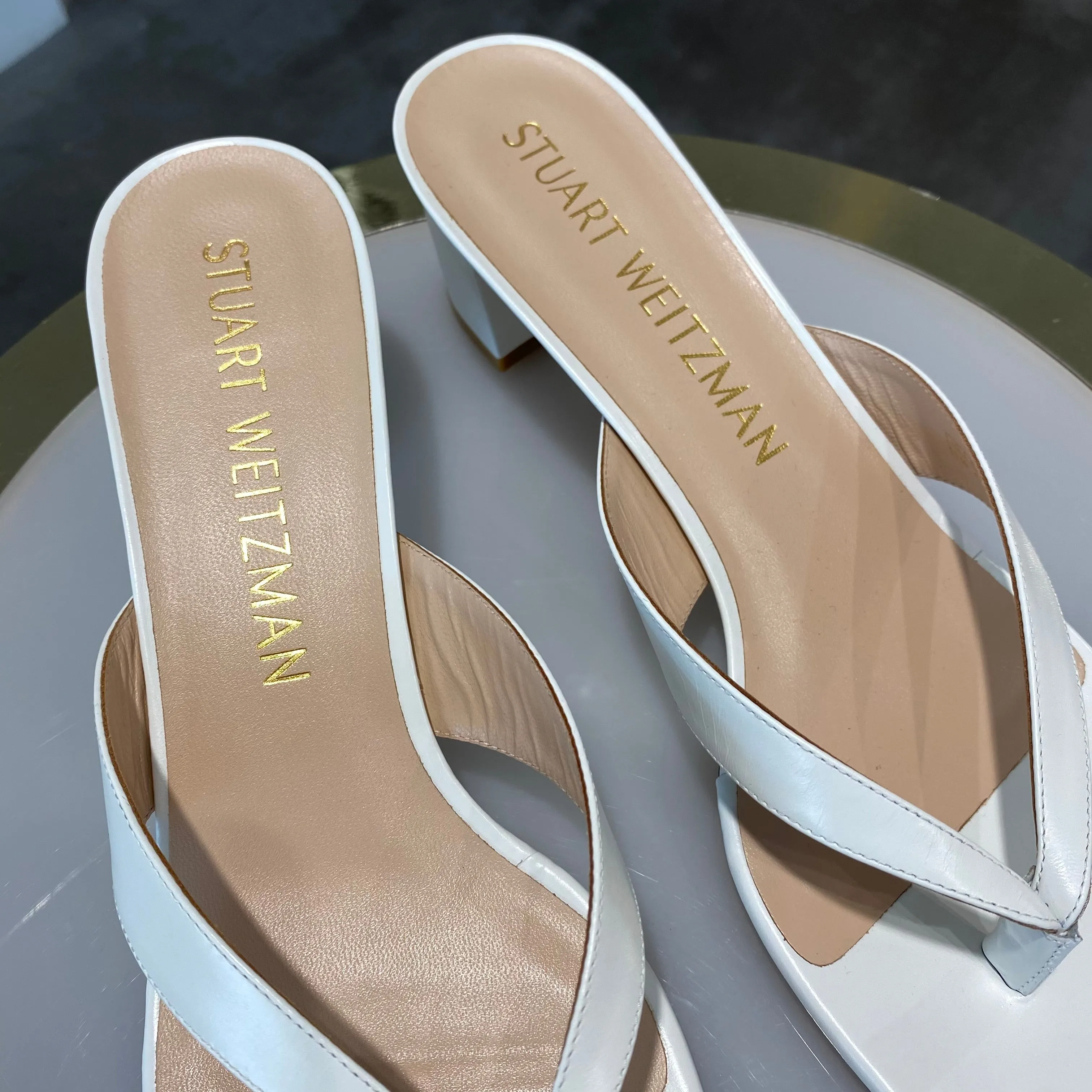 Sale! Stuart Weitzman White Thong Sandals