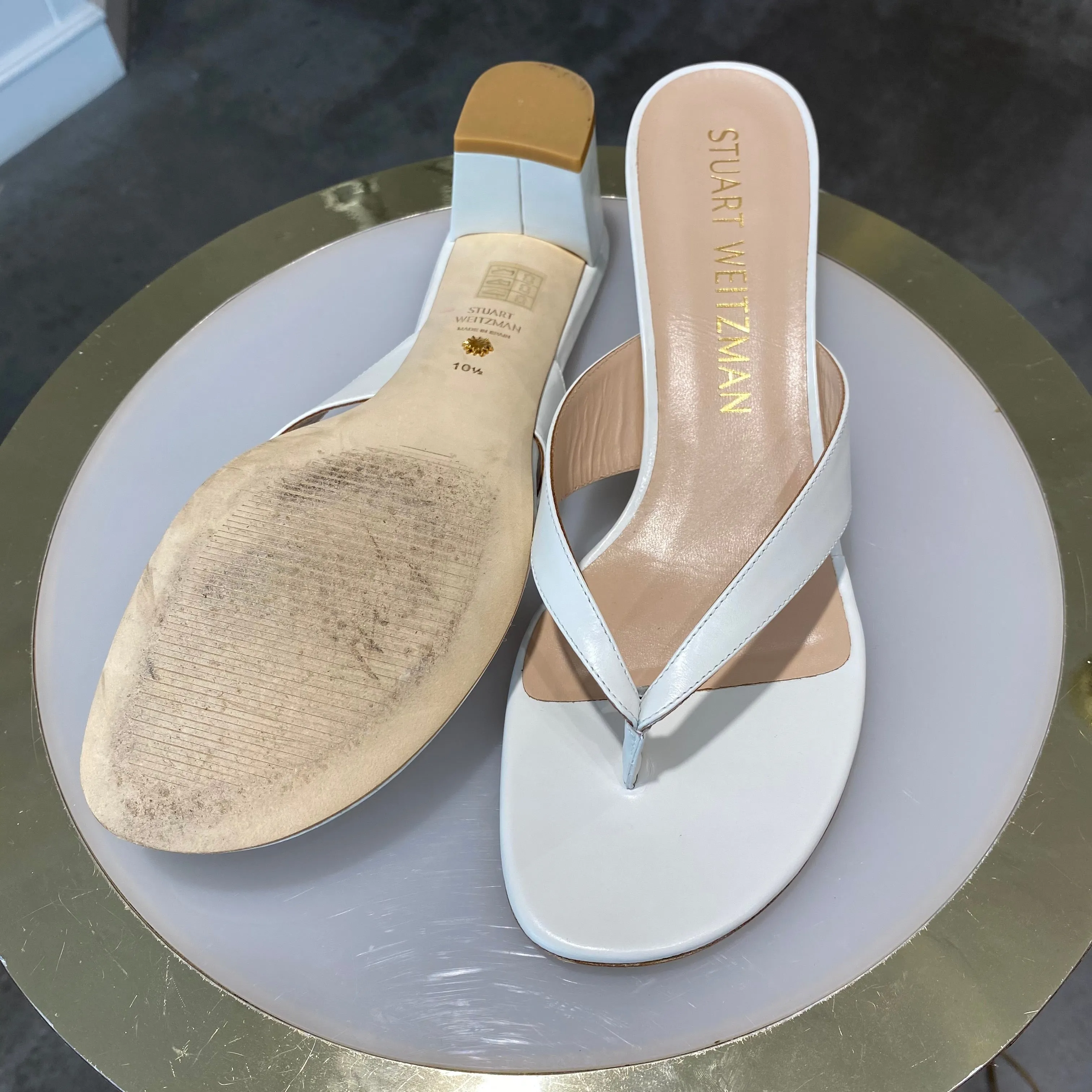 Sale! Stuart Weitzman White Thong Sandals