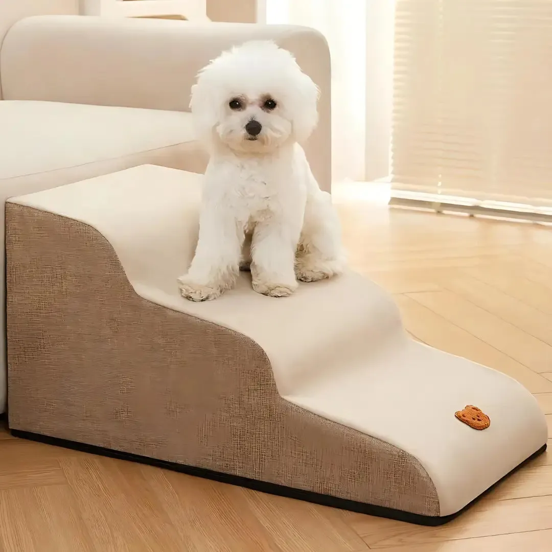 Soft Chenille Dog Stairs with Non-Slip Ramp for Small Pets