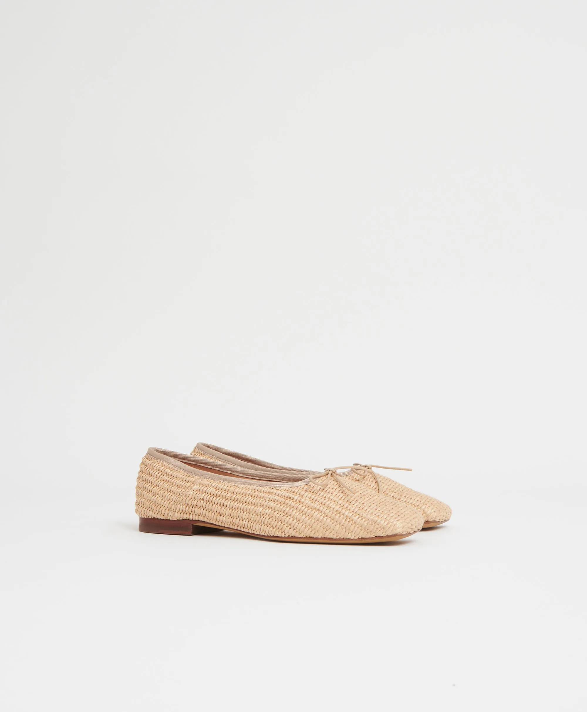 Square Toe Ballerina - Natural Raffia