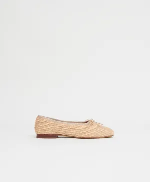 Square Toe Ballerina - Natural Raffia