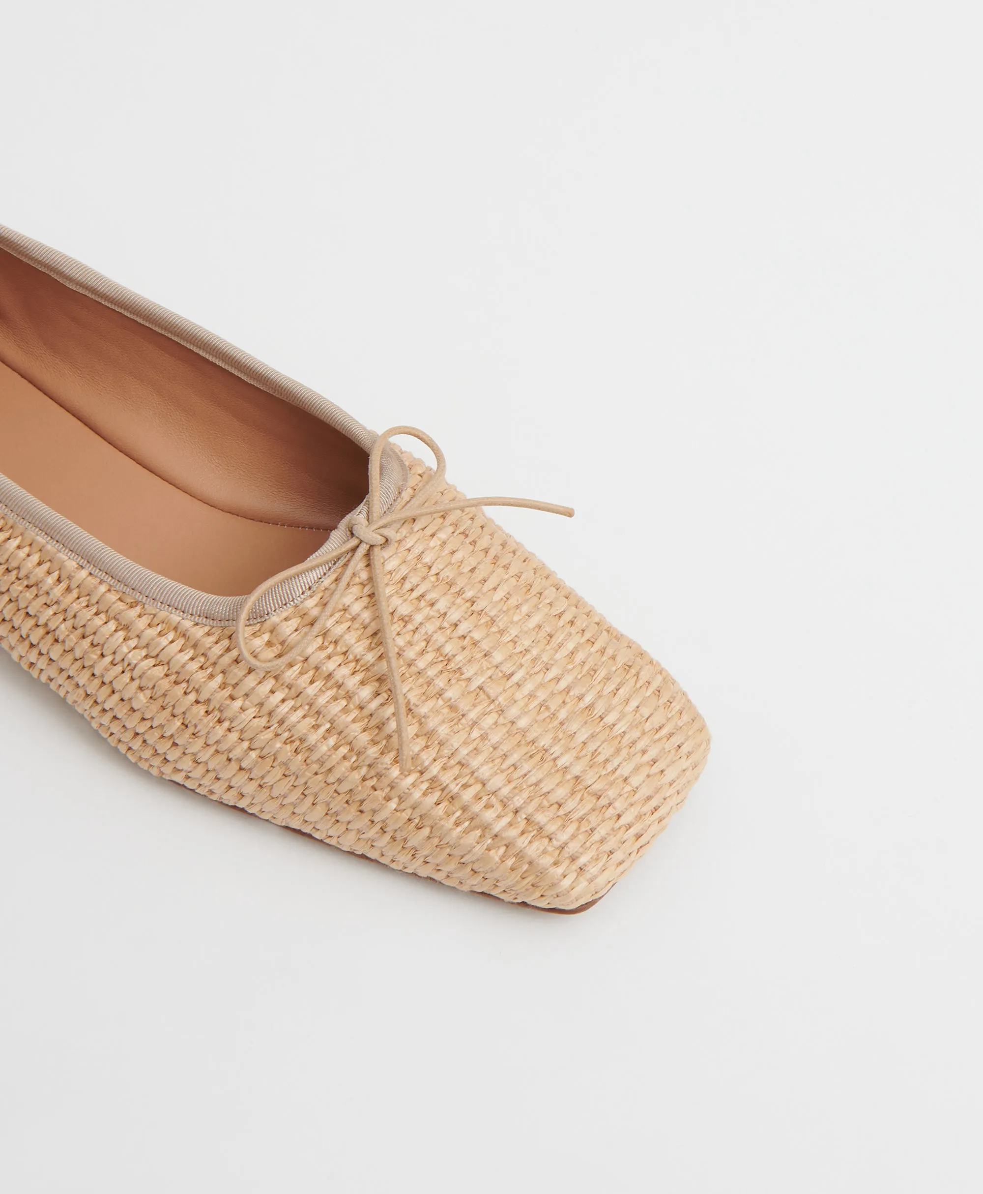 Square Toe Ballerina - Natural Raffia